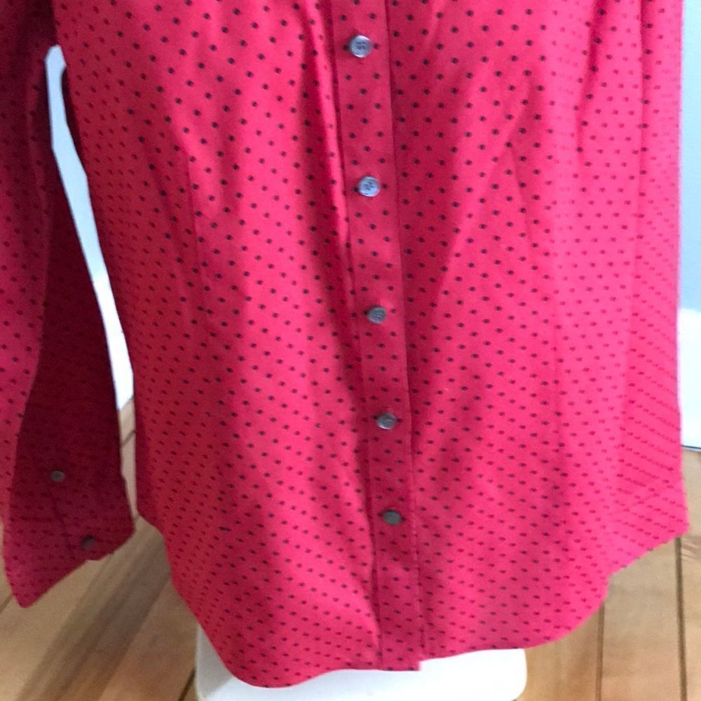 Talbots Red/Black Polka Dot Button Front Shirt. 8p - image 4